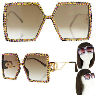 Sparkling Rhinestone Square Sunglasses - Born To Glam