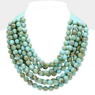 Chunky Bead Layered Faux Leather Magnetic Necklace - Born To Glam