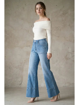 High Rise Tummy Control Palazzo Jeans