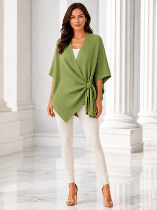 Bubbled Knit Loop-Through Poncho Wrap | Women'S Ruana Loop Green