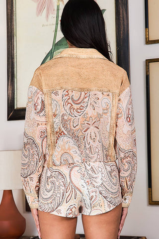 Paisley Denim Effect Chiffon Shirt & Shorts Set