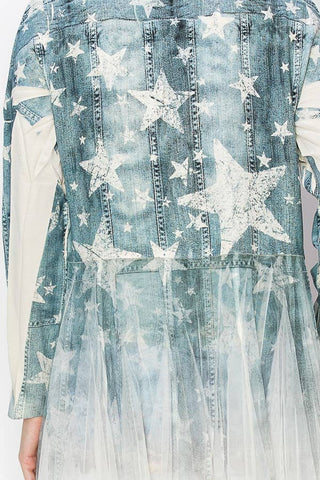 Beige Star Tulle Blazer Cardigan - Born To Glam