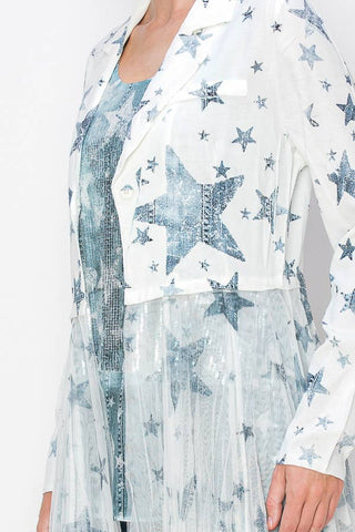 Blue Star Tulle Cardigan Blazer - Born To Glam