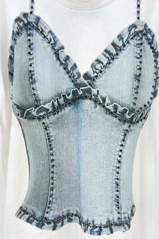 Denim Illusion Bow Graphic Tee - Born To Glam