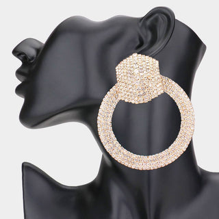 Rhinestone Pave Circle Statement Earrings - Born To Glam