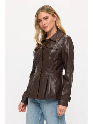 Brown Coffee Atlas Utility Leather Jacket