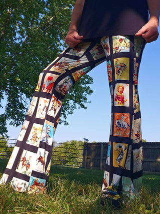 Vintage Cowboy Collage Flare Pants — Faire photo 6