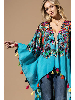 Picola Maya Tassel One Sized Kimono product view 4 on a white background
