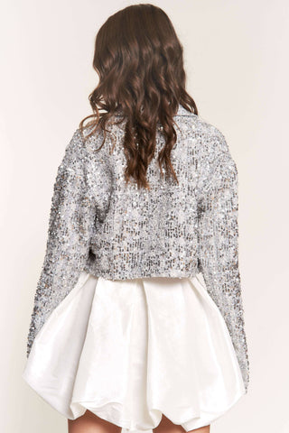 Silver Sequin Crop Jacket - Born To Glam