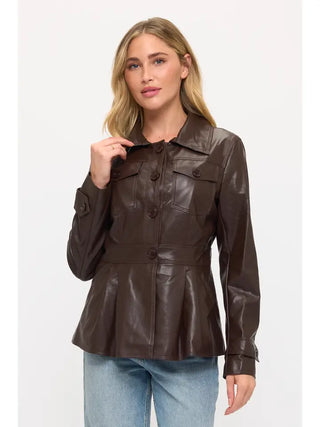 Brown Coffee Atlas Utility Leather Jacket