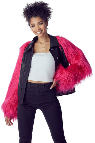 Pink Faux Fur Sleeves Jacket - Born To Glam