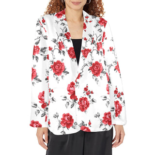 Mexican Red Rose Floral Blazer view 3