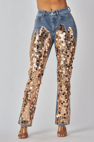 Sequin Embellished Statement Jeans - Born To Glam