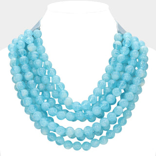 Chunky Bead Layered Faux Leather Magnetic Necklace - Born To Glam