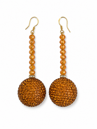 Orange Crystal Pave Ball Drop Earrings