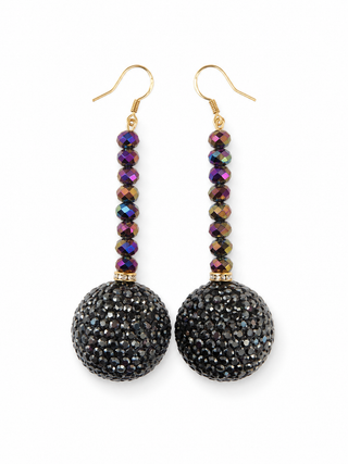 Silver Crystal Pave Ball Drop Earrings