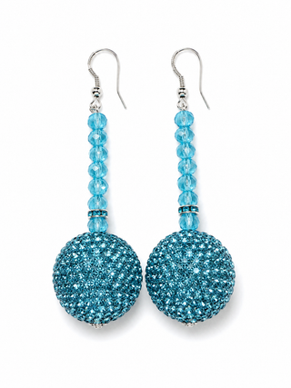 Turquoise Crystal Pave Ball Drop Earrings