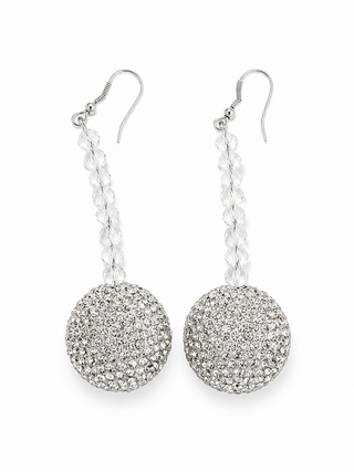 White Crystal Pave Ball Drop Earrings