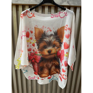 Ivory Yorkie Love Graphic Top