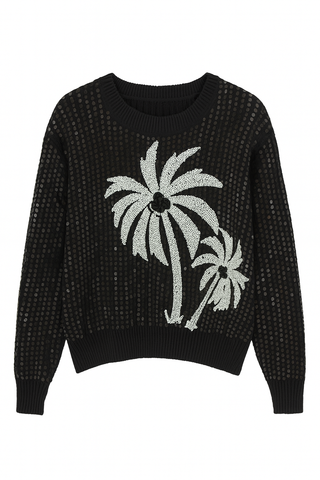 BTG_FLATLAY_CANDIDATE | black-sequin-palm-embellished-knit-sweater
