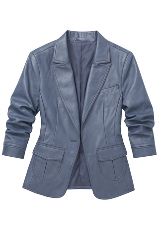BTG_FLATLAY_CANDIDATE | blue-faux-leather-blazer-jacket