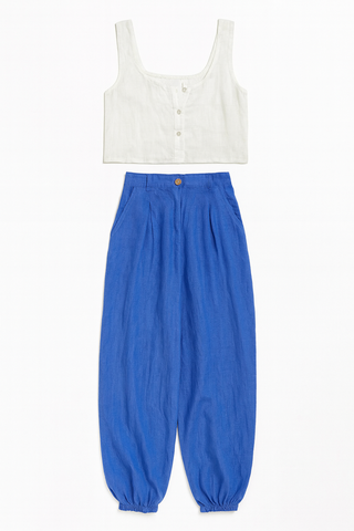 BTG_FLATLAY_CANDIDATE | blue-linen-elastic-waist-pants
