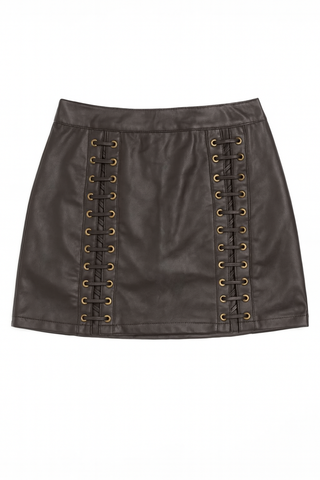 BTG_FLATLAY_CANDIDATE | black-faux-leather-lace-up-mini-skirt