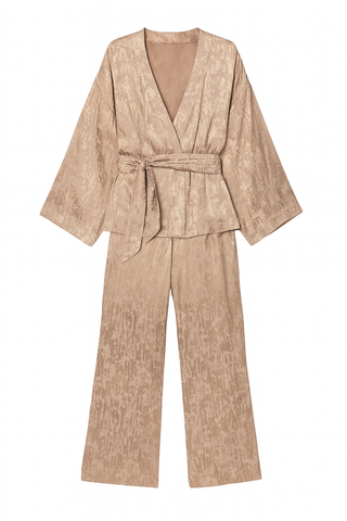 BTG_FLATLAY_CANDIDATE | champagne-textured-satin-wrap-top-and-wide-leg-pants-set