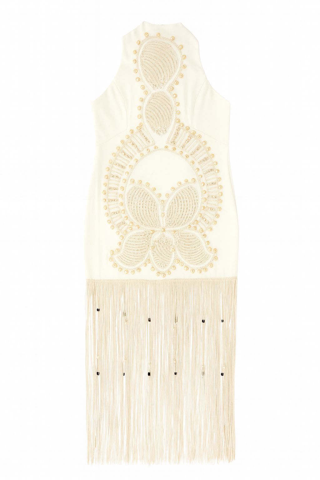 Ivory Embellished Fringe Dress