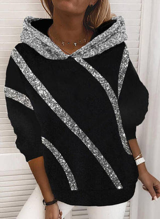 Black Sequin Detail Oversized Hoodie