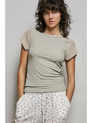 Sage Cream Contrast Raglan Fitted Top duplicate