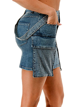 Blue Cargo Denim Mini Skirt by SALT