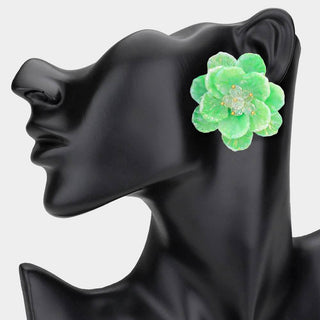 Faceted Bud Resin Petal Flower Earrings - Born To Glam