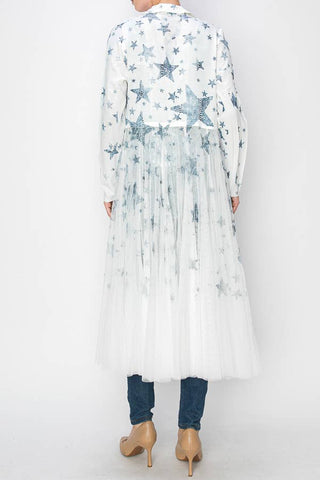 Blue Star Tulle Cardigan Blazer - Born To Glam