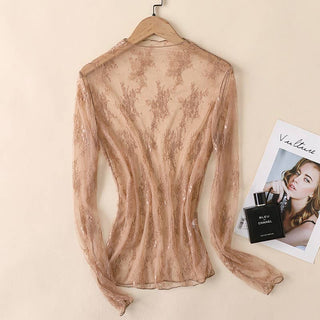 Coffee Lace Mesh Top - Coffee