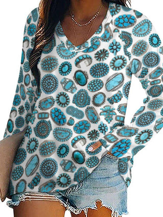 Turquoise Crazy Long Sleeve Top
