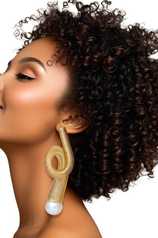 Large Gold Looped Pearl Earrings - Born To Glam