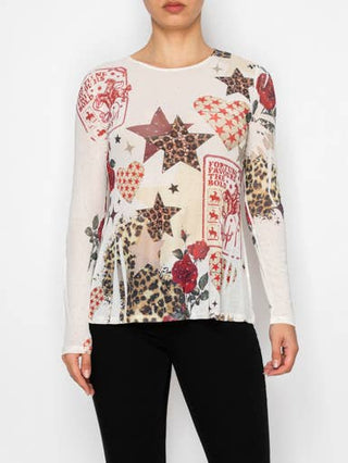 Star Rose Sparkly Mesh Top