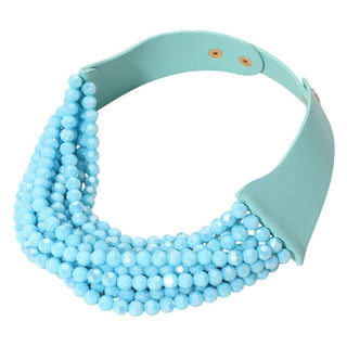 Chunky Acrylic Beaded Multi Layered Faux Leather Necklace - Born To Glam