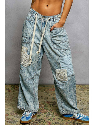 Acid Wash Patchwork Wide Leg Pants duplicate