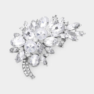 Glass Crystal Leaf Pin Brooch - Born To Glam