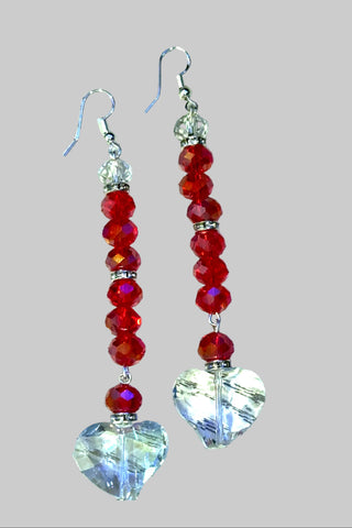 Clear Heart Long Drop Earrings - Born To Glam