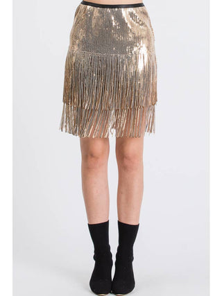 Gold Sequin Fringe Mini Skirt – supplier view 2