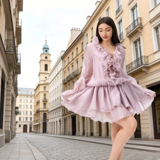 Ruffle Chiffon Mini Dress