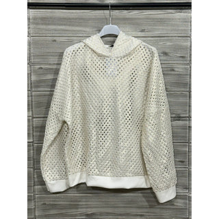 White Mesh Shimmer Hoodie