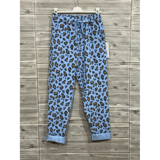 Blue Leopard Print Pants