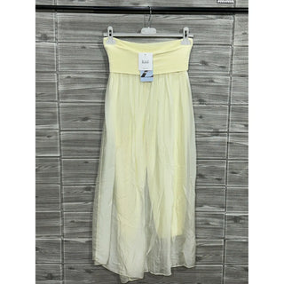Yellow Chiffon Wide Leg Pants
