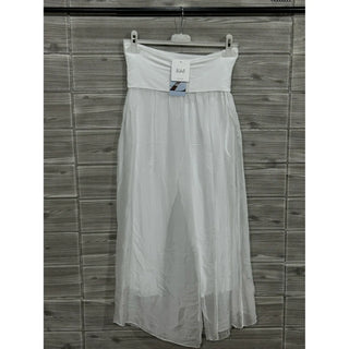White Chiffon Wide Leg Pants