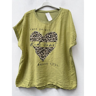 Green Leopard Heart Kind Heart Graphic Tee