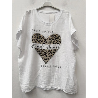 White Leopard Heart Kind Heart Graphic Tee